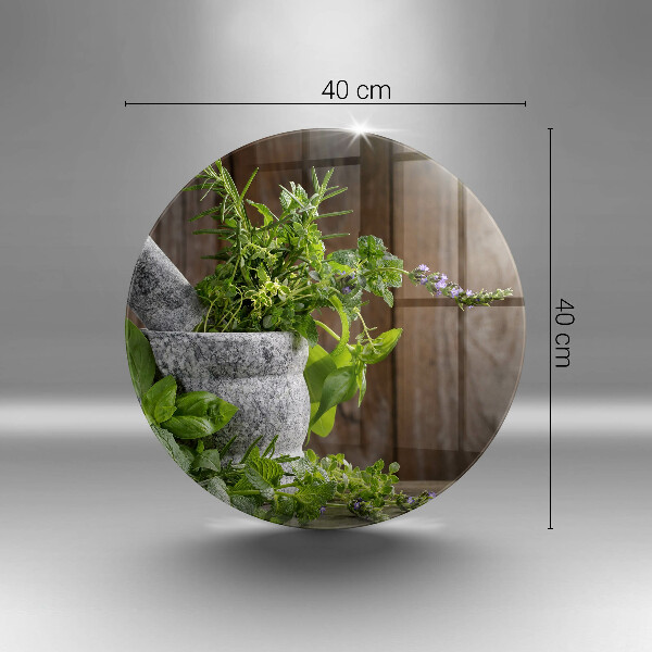 Glas Herdabdeckplatte Pflanzen Kräuter und Holz