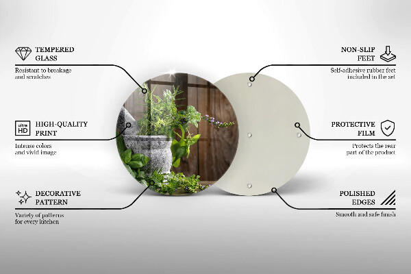Glas Herdabdeckplatte Pflanzen Kräuter und Holz