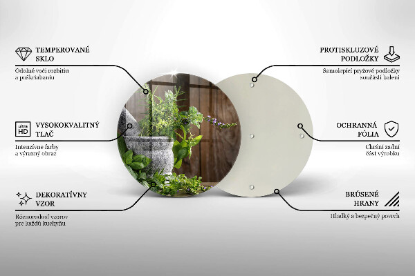 Glas Herdabdeckplatte Pflanzen Kräuter und Holz