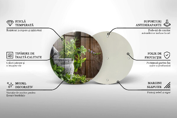 Glas Herdabdeckplatte Pflanzen Kräuter und Holz