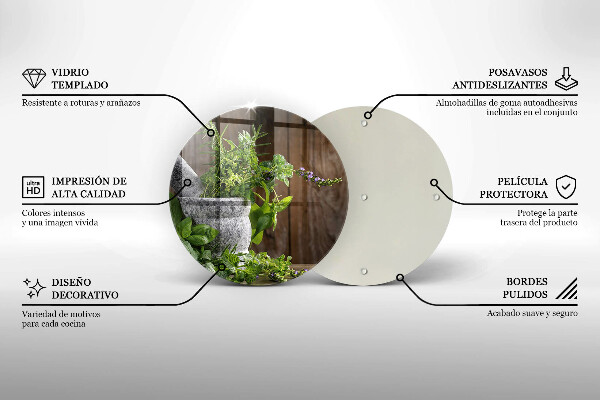 Glas Herdabdeckplatte Pflanzen Kräuter und Holz