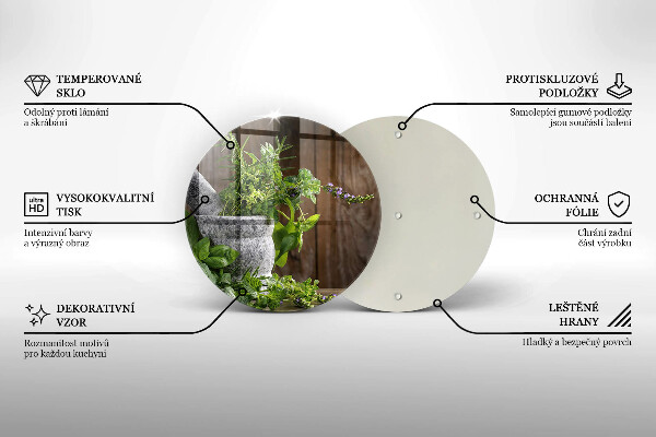 Glas Herdabdeckplatte Pflanzen Kräuter und Holz