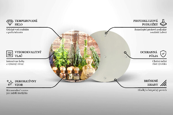 Glas Herdabdeckplatte Kräuter Gewürze und Holz