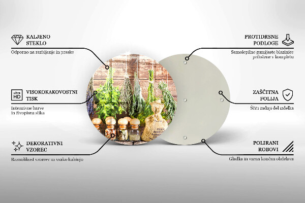 Glas Herdabdeckplatte Kräuter Gewürze und Holz