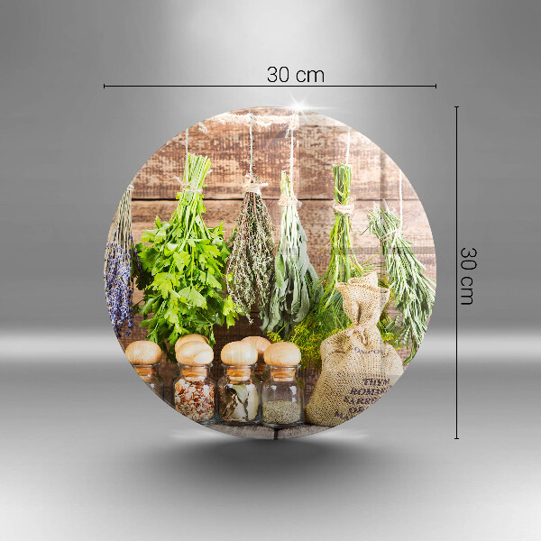Glas Herdabdeckplatte Kräuter Gewürze und Holz