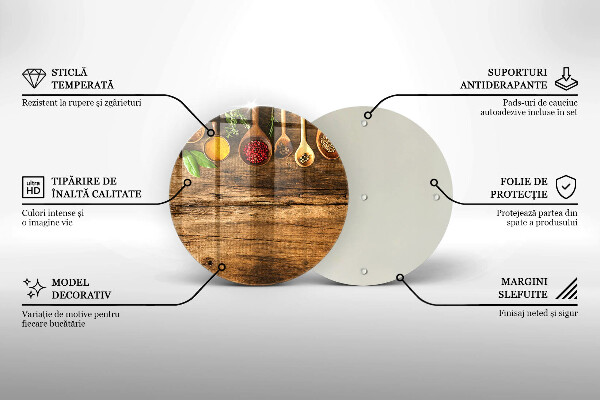 Glas Herdabdeckplatte Holzlöffel mit Gewürzen