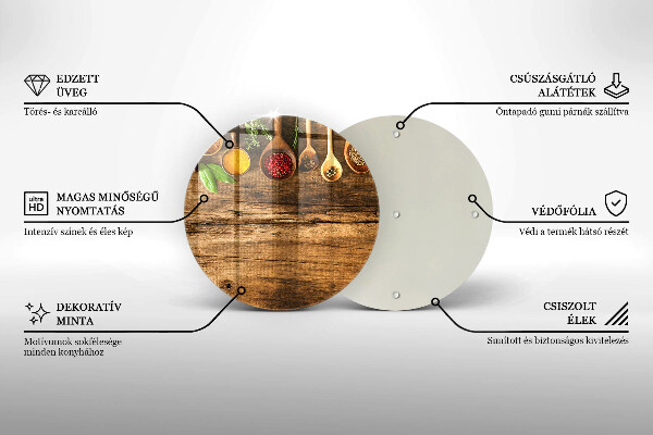Glas Herdabdeckplatte Holzlöffel mit Gewürzen