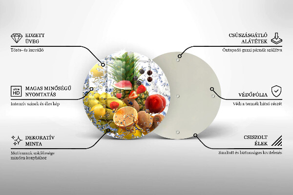 Glas Herdabdeckplatte Saftige Früchte und Wasser