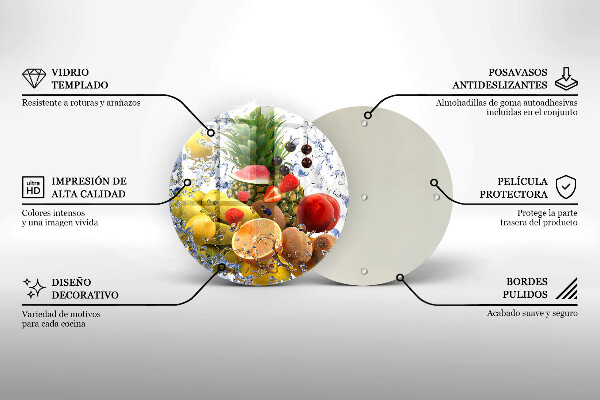 Glas Herdabdeckplatte Saftige Früchte und Wasser
