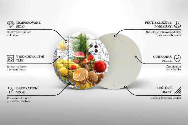 Glas Herdabdeckplatte Saftige Früchte und Wasser