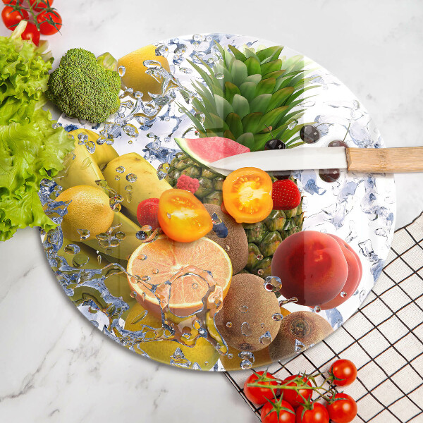 Glas Herdabdeckplatte Saftige Früchte und Wasser