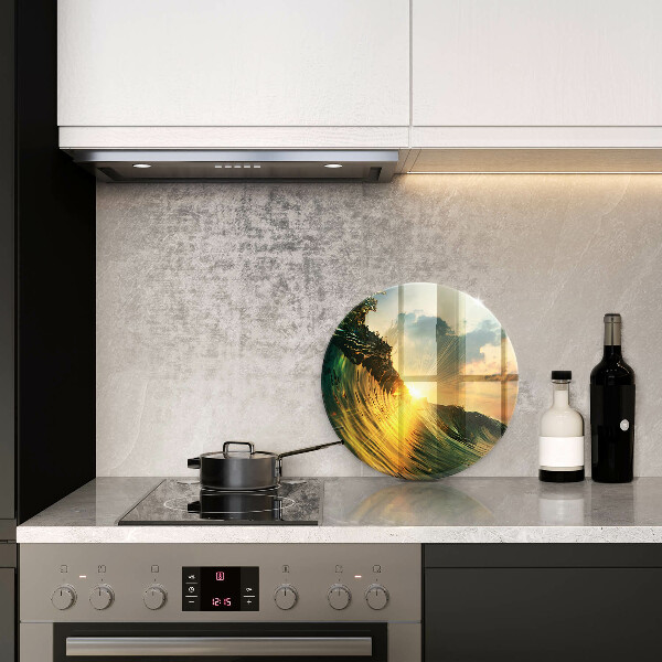 Glas Ceranfeldabdeckung Welle und Sonnenuntergang