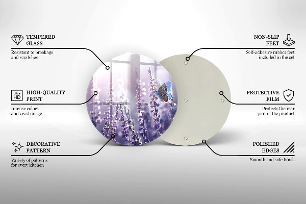 Glas Ceranfeldabdeckung Wildblumen und Schmetterling