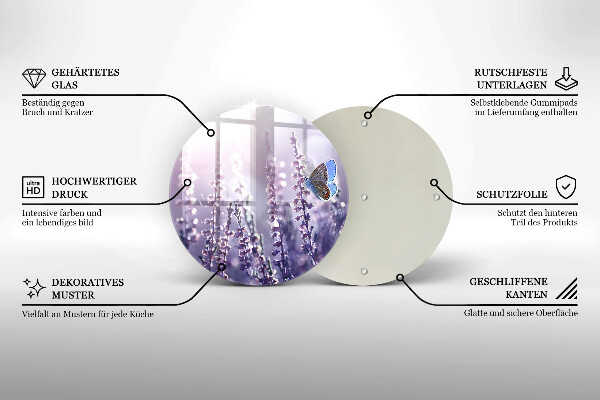 Glas Ceranfeldabdeckung Wildblumen und Schmetterling