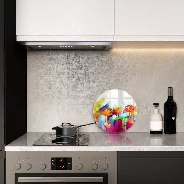 Glas Ceranfeldabdeckung Spritzschutz Bemalte Blumen