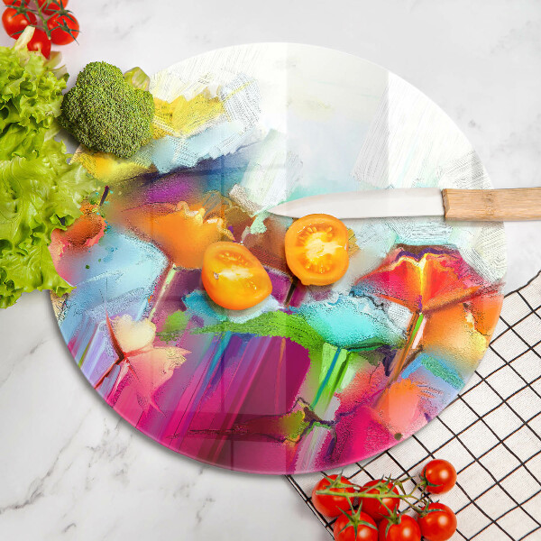 Glas Ceranfeldabdeckung Spritzschutz Bemalte Blumen