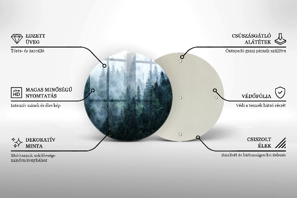 Glas Ceranfeldabdeckung Spritzschutz Waldbäume und Nebel