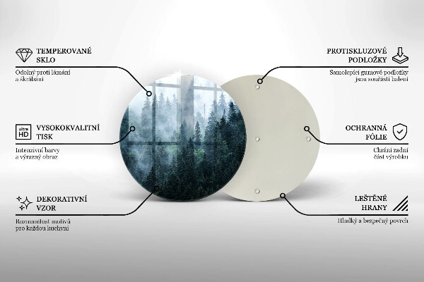 Glas Ceranfeldabdeckung Spritzschutz Waldbäume und Nebel