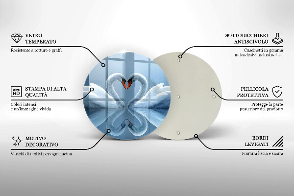 Glas Herdabdeckplatte Zwei Schwanenherzen