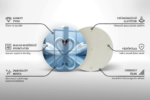 Glas Herdabdeckplatte Zwei Schwanenherzen