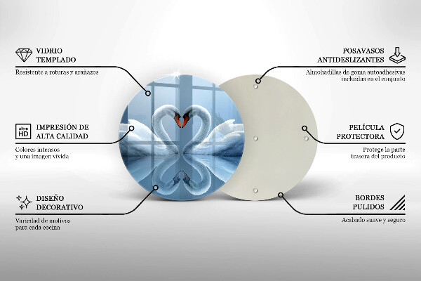 Glas Herdabdeckplatte Zwei Schwanenherzen