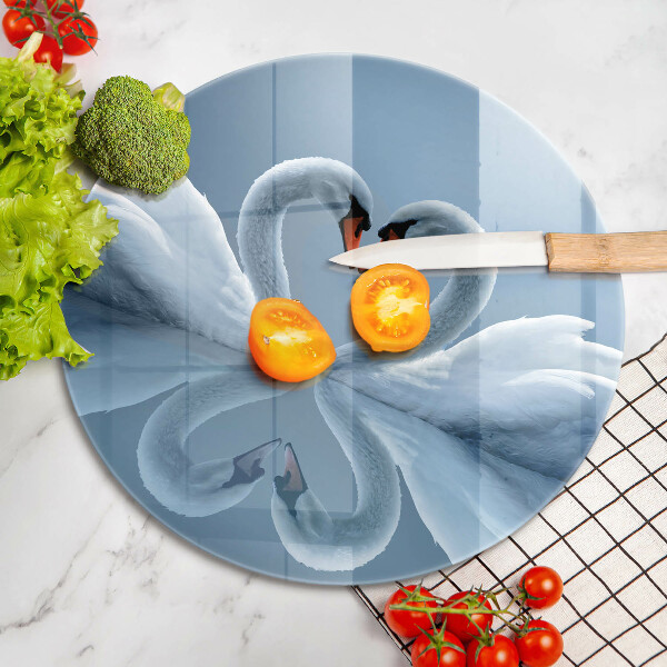 Glas Herdabdeckplatte Zwei Schwanenherzen