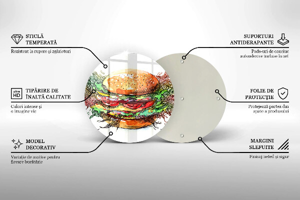Glas Herdabdeckplatte Hamburger-Zeichnung