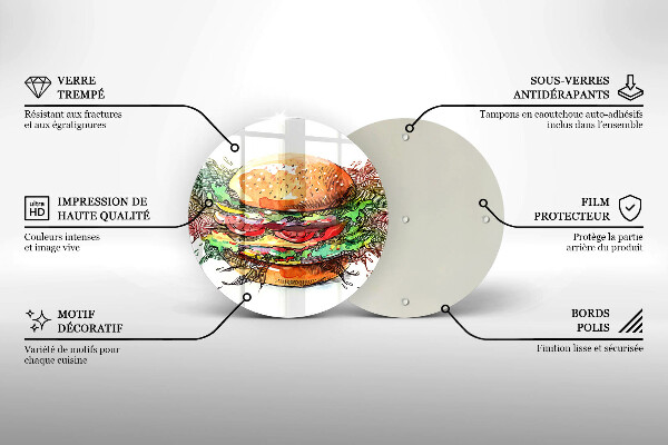 Glas Herdabdeckplatte Hamburger-Zeichnung