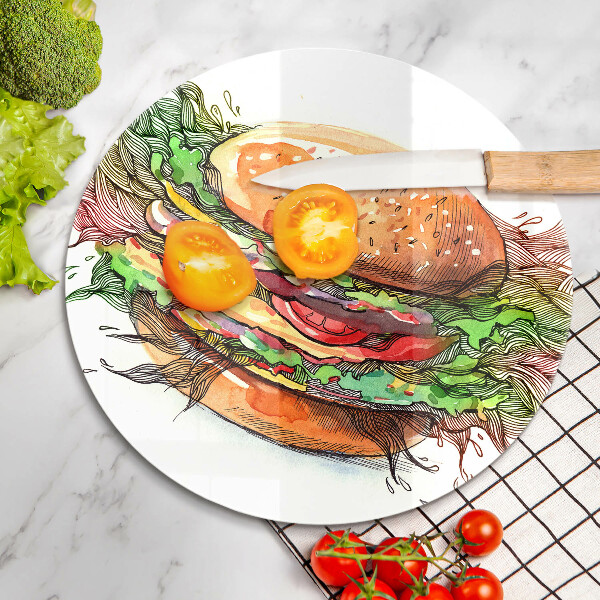 Glas Herdabdeckplatte Hamburger-Zeichnung