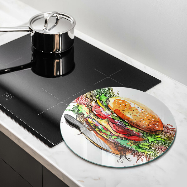Glas Herdabdeckplatte Hamburger-Zeichnung