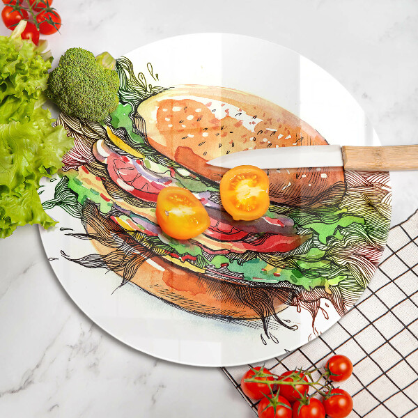 Glas Herdabdeckplatte Hamburger-Zeichnung