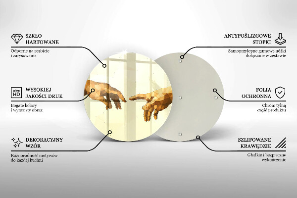 Glas Herdabdeckplatte Erschaffung von Adams Händen