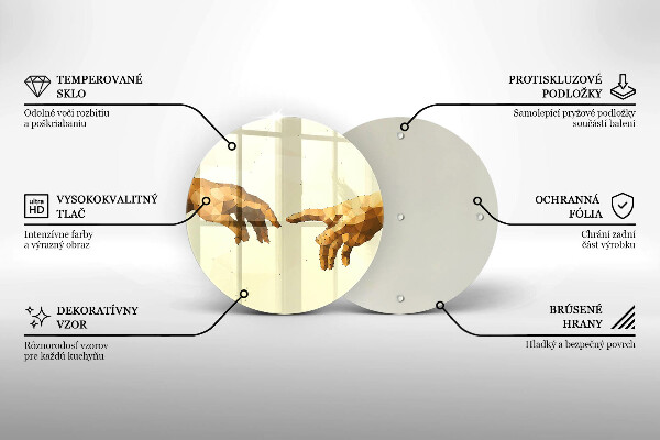 Glas Herdabdeckplatte Erschaffung von Adams Händen