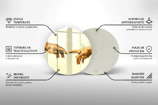 Glas Herdabdeckplatte Erschaffung von Adams Händen