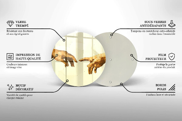Glas Herdabdeckplatte Erschaffung von Adams Händen