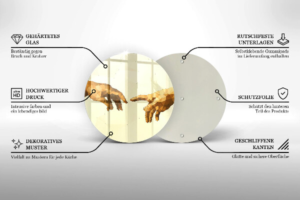 Glas Herdabdeckplatte Erschaffung von Adams Händen