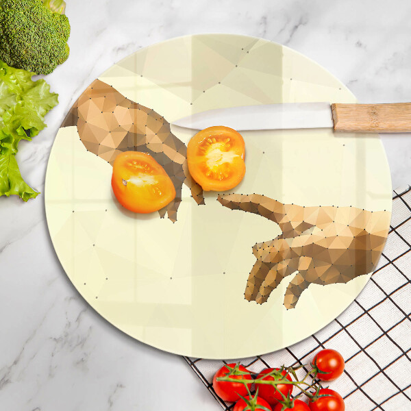 Glas Herdabdeckplatte Erschaffung von Adams Händen