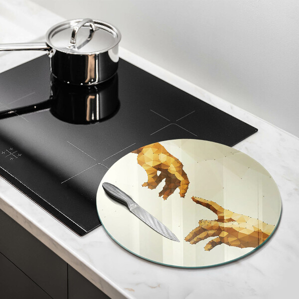 Glas Herdabdeckplatte Erschaffung von Adams Händen