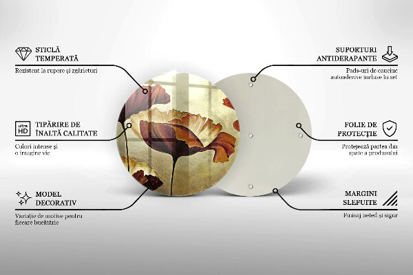 Glas Ceranfeldabdeckung Bemalte Boho-Blumen