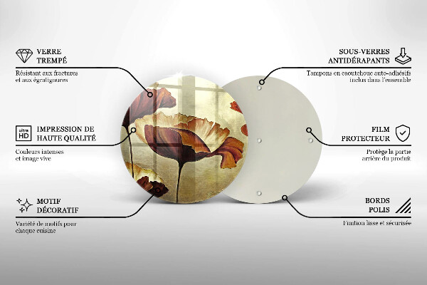 Glas Ceranfeldabdeckung Bemalte Boho-Blumen