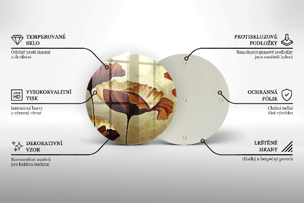 Glas Ceranfeldabdeckung Bemalte Boho-Blumen