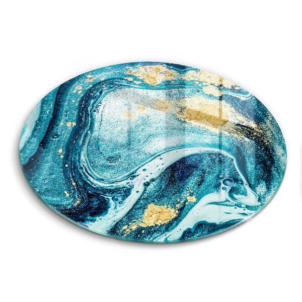 Glas Herdabdeckplatte Blaugoldene Abstraktion