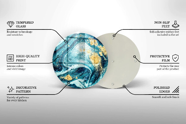 Glas Herdabdeckplatte Blaugoldene Abstraktion