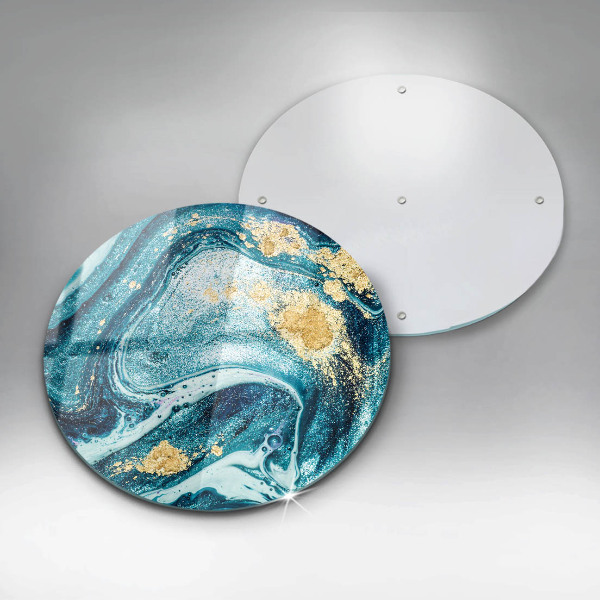 Glas Herdabdeckplatte Blaugoldene Abstraktion
