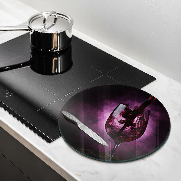 Glas Ceranfeldabdeckung Ein Glas Wein