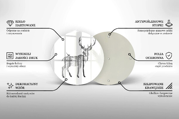 Glas Ceranfeldabdeckung Hirsch- und Waldillustration
