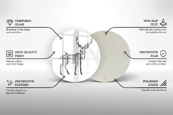 Glas Ceranfeldabdeckung Hirsch- und Waldillustration