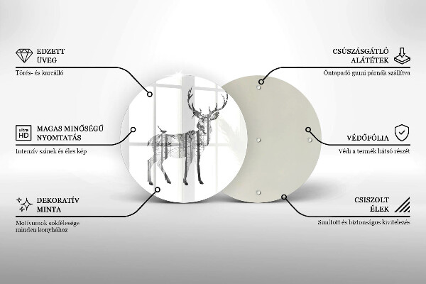 Glas Ceranfeldabdeckung Hirsch- und Waldillustration