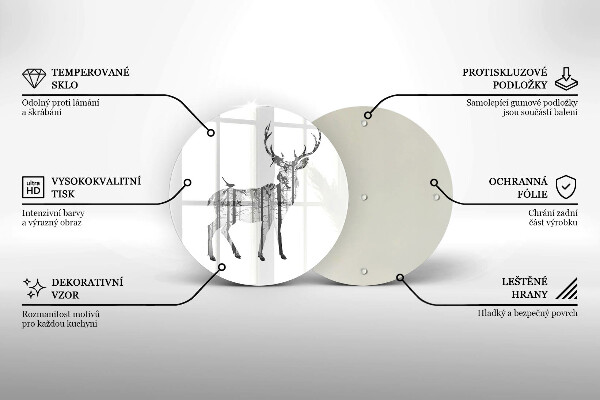 Glas Ceranfeldabdeckung Hirsch- und Waldillustration