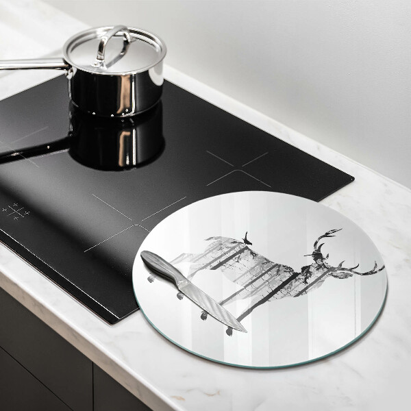 Glas Ceranfeldabdeckung Hirsch- und Waldillustration